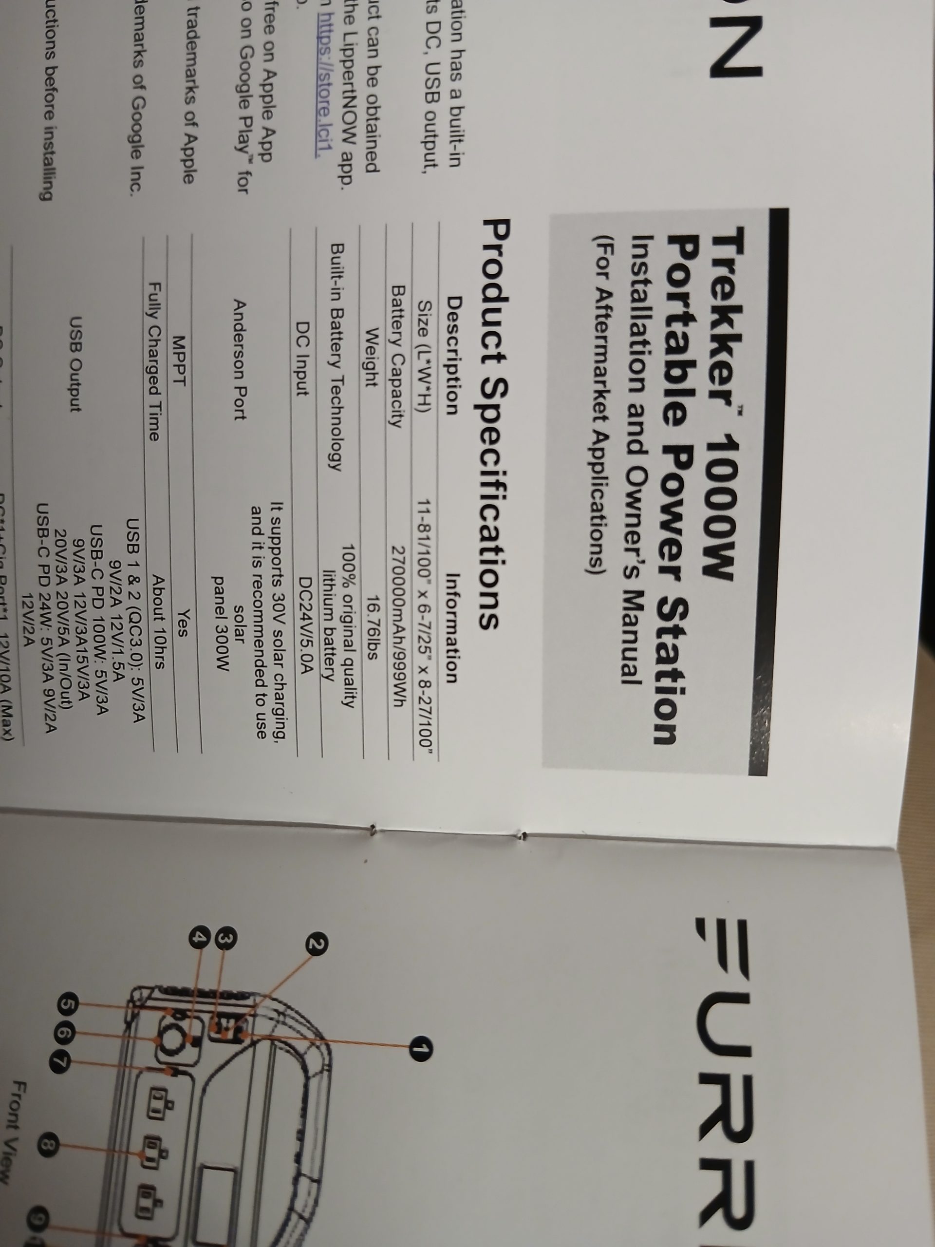 Furrion Trekker 1000 Watt Portable Power Station TUCKER
